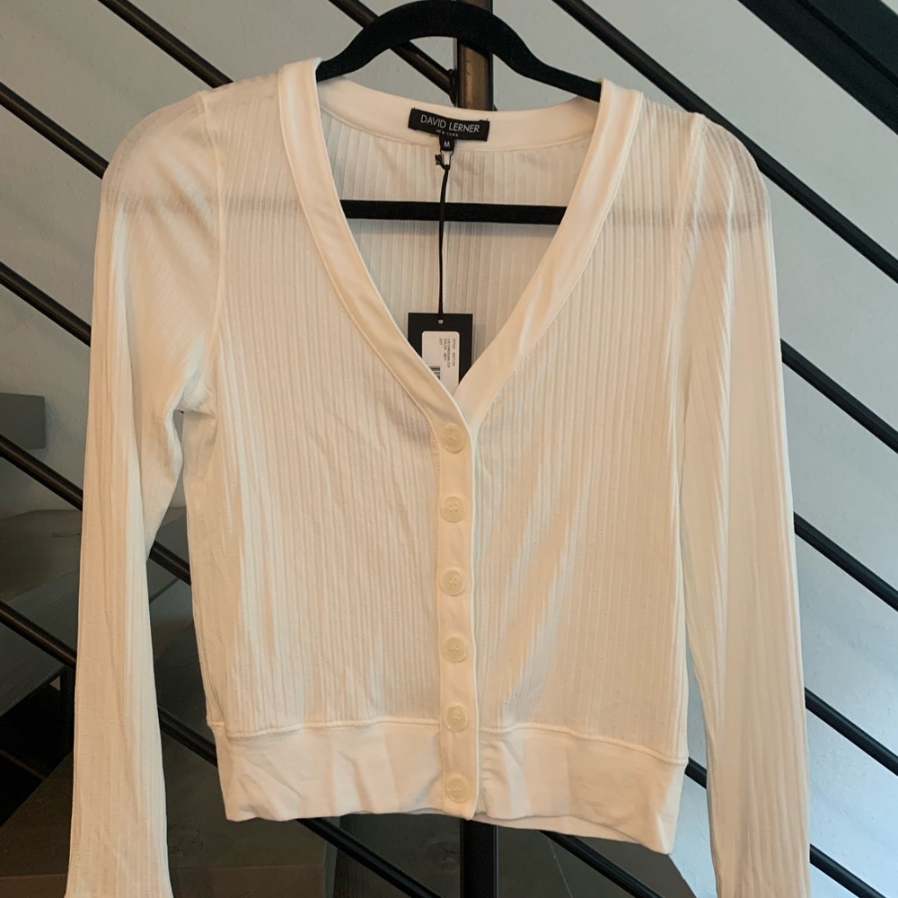 NWT David Lerner size Medium white cardigan